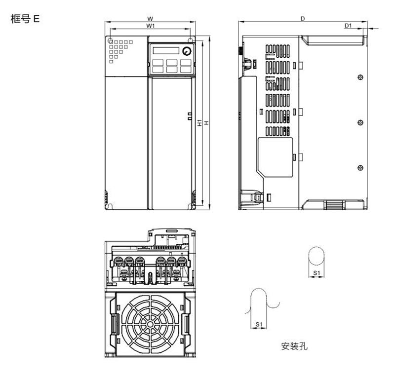 臺(tái)達(dá)變頻器 VFD32AMS43ANSAA 的安裝尺寸