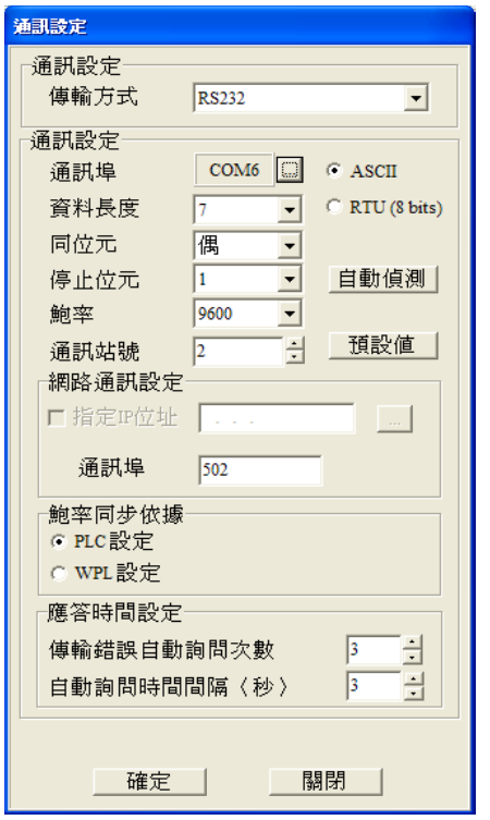 通信設(shè)置：依所需的通訊方式進行設(shè)定。